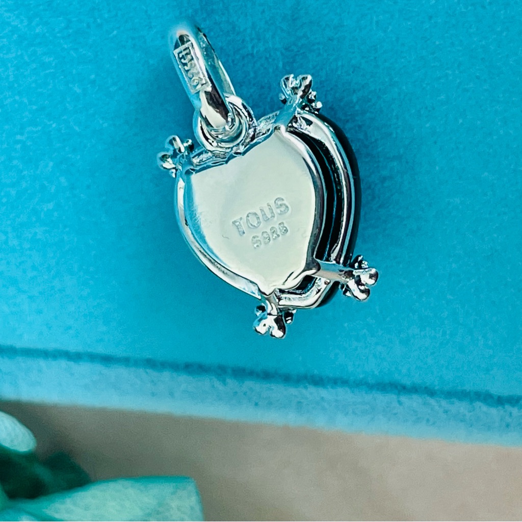 New - Tous Onyx Little Black Heart Pendant 4-Little Bears Huggers Dangle 65$